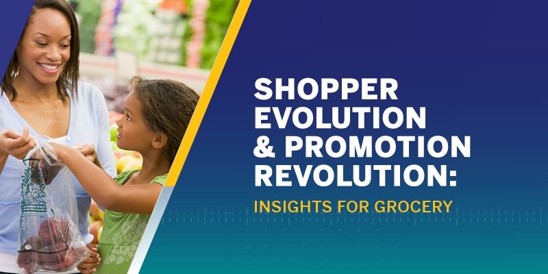 Woman and child putting apples into shopping bag. Shopper Evolution and Promotion Revolution: Insights for Grocery